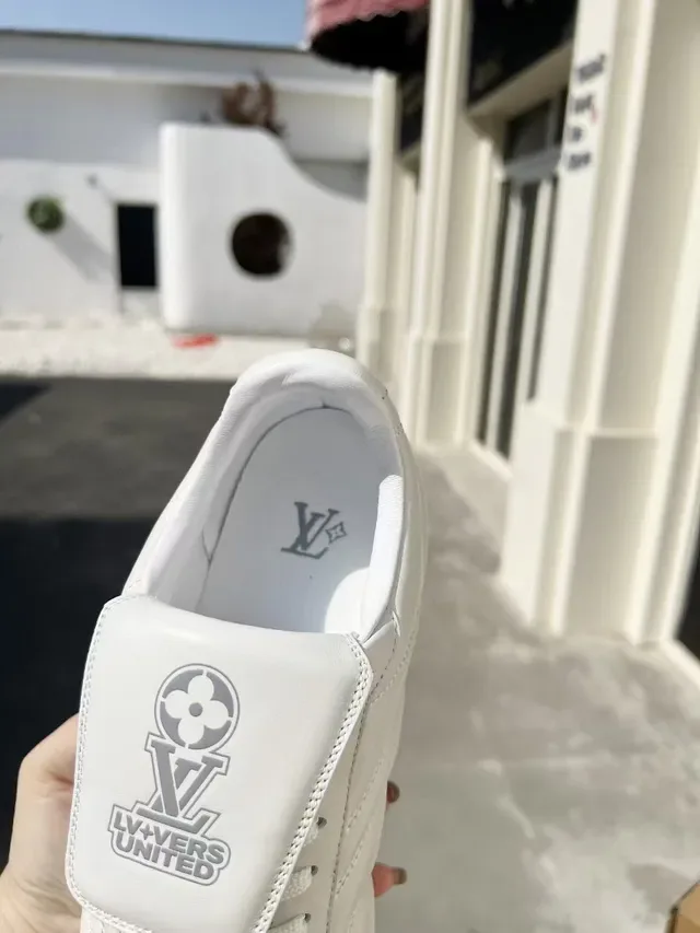 Louis Vuitton White Silver Leather Upper Embossed LV Monogram Sneakers 8