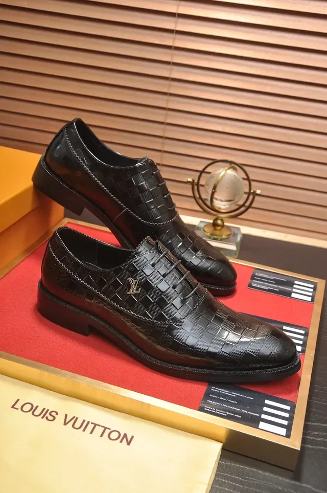 Louis Vuitton Couro Trançado LV Monograma Cap-Toe Oxford Sapatos 4