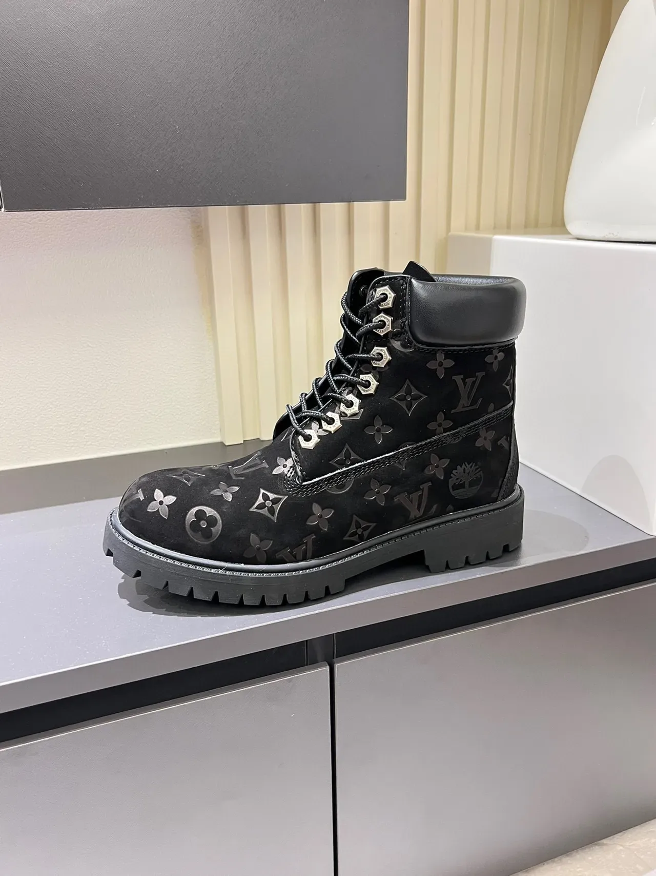 Louis Vuitton x Timberland Premium 6-Inch Monogram Black Work Boots 5