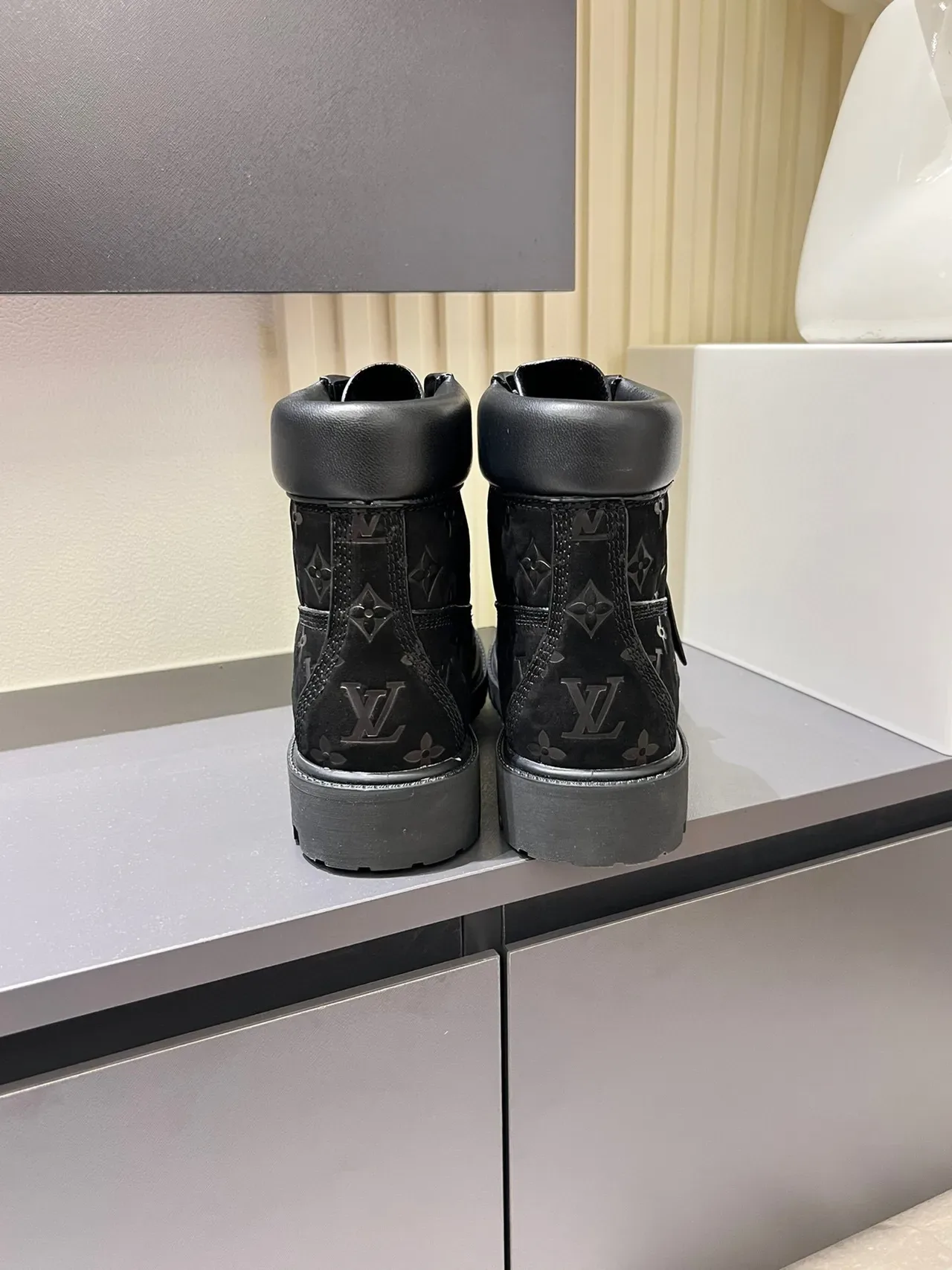Louis Vuitton x Timberland Premium 6-Inch Monogram Black Work Boots 9