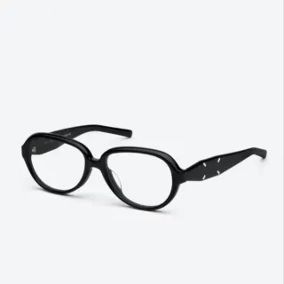 Maison Margiela Black White Oval Acetate Frame Four-Stitch Temple Detail Optical Glasses