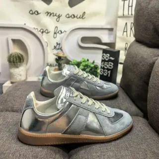 Maison Margiela Silver Beige Metallic Leather And Suede Laces Lifestyle Sneakers
