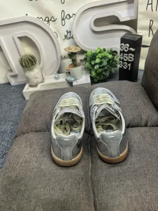 Maison Margiela Silver Beige Metallic Leather And Suede Laces Lifestyle Sneakers 8