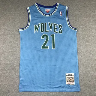 Mitchell & Ness Hardwood Classics 1995-96 Kevin Garnett Minnesota Timberwolves Light Blue Jersey