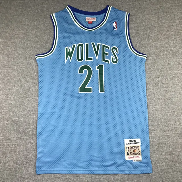 Mitchell & Ness Hardwood Classics 1995-96 Kevin Garnett Minnesota Timberwolves Light Blue Jersey 3
