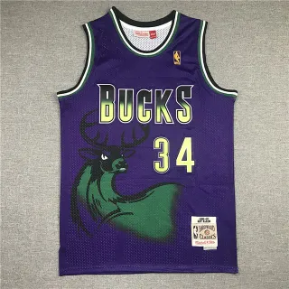 Mitchell & Ness Hardwood Classics Purple Green Gradient Ray Allen Milwaukee Bucks Jersey