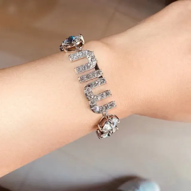 Miu Miu Crystal Logo Bracelet Silver-Tone Metal Bracelet 2
