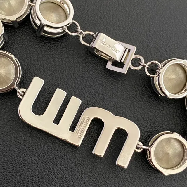 Miu Miu Crystal Logo Bracelet Silver-Tone Metal Bracelet 4