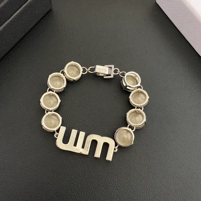 Miu Miu Crystal Logo Bracelet Silver-Tone Metal Bracelet 5