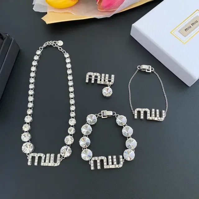 Miu Miu Crystal Logo Bracelet Silver-Tone Metal Bracelet 6