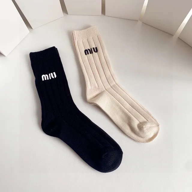 Miu Miu Logo-Cuff Ribbed Knit Socks 3