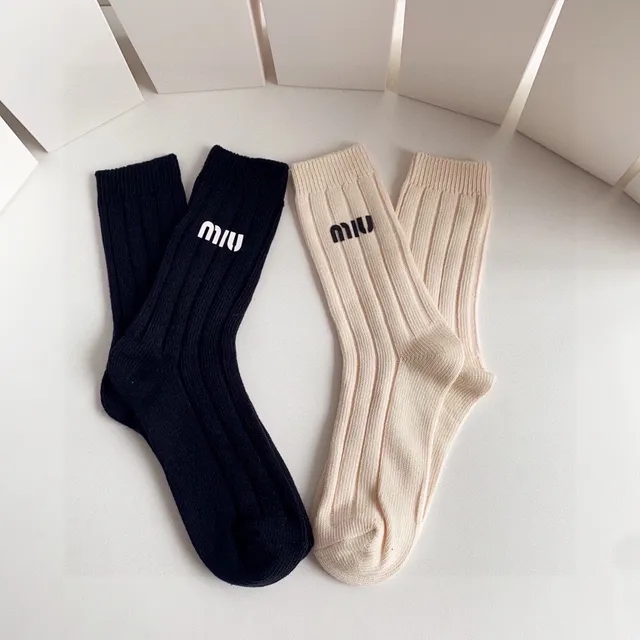 Miu Miu Logo-Cuff Ribbed Knit Socks 7