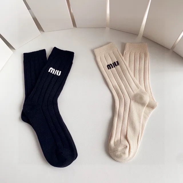 Miu Miu Logo-Cuff Ribbed Knit Socks 8