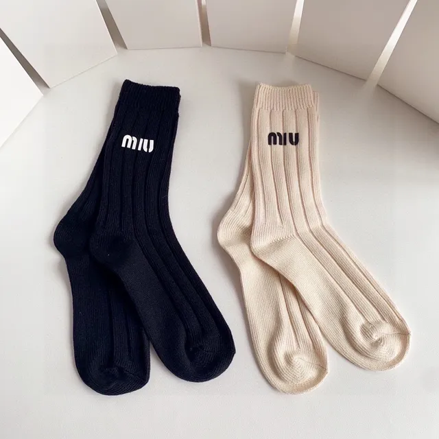 Miu Miu Logo-Cuff Ribbed Knit Socks 9