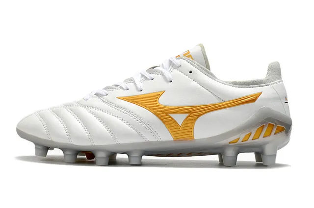 Mizuno أسود أحمر جلد مبطن علوي كاحل منخفض أرض صلبة أحذية كرة القدم 8