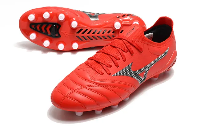 Mizuno Morelia Neo Red Silver Firm-Ground Soccer Shoes 6