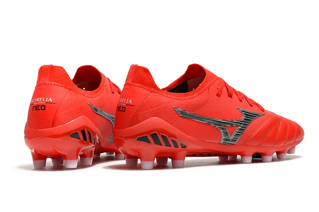 Mizuno Morelia Neo Red Silver Firm-Ground Soccer Shoes 7