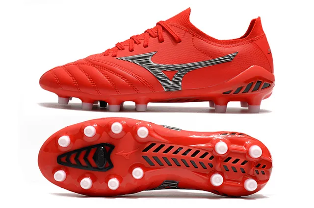 Mizuno Morelia Neo Red Silver Firm-Ground Soccer Shoes 9