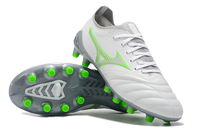 Mizuno Morelia Neo Blanc et Vert Néon Firm-Ground Chaussures de football 5