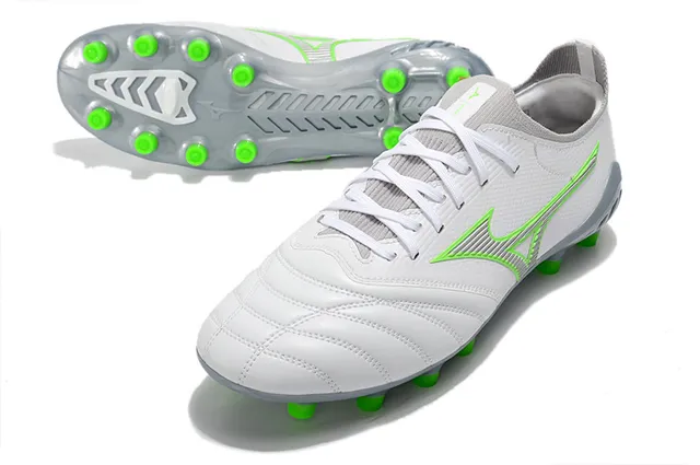Mizuno Morelia Neo Blanc et Vert Néon Firm-Ground Chaussures de football 6