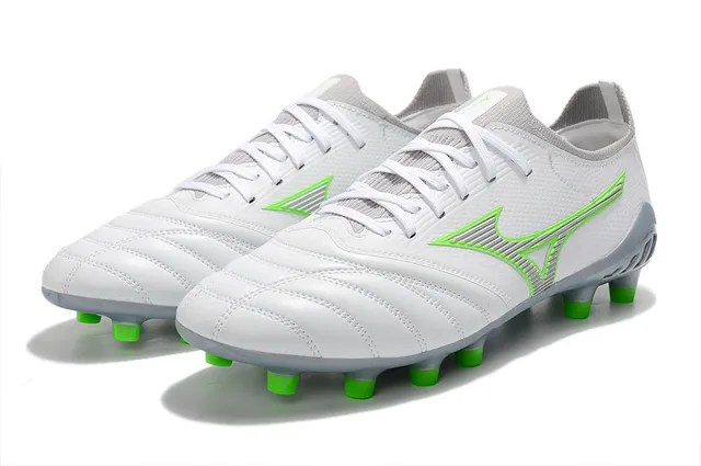 Mizuno Morelia Neo Blanc et Vert Néon Firm-Ground Chaussures de football 8