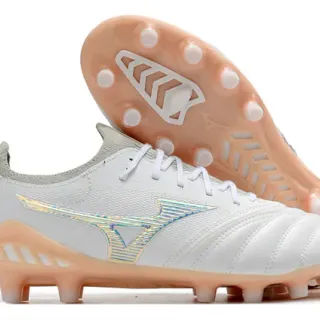 Mizuno Morelia Neo White Iridescent Wave Firm-Ground Soccer Shoes