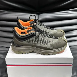 Moncler Army Green Orange Rugged Mesh-and-Synthetic Upper Vibram Outsole Lifestyle Sneakers