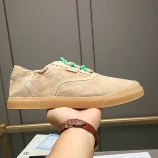 Moncler Beige Green Suede Upper Gum Rubber Sole Sneakers
