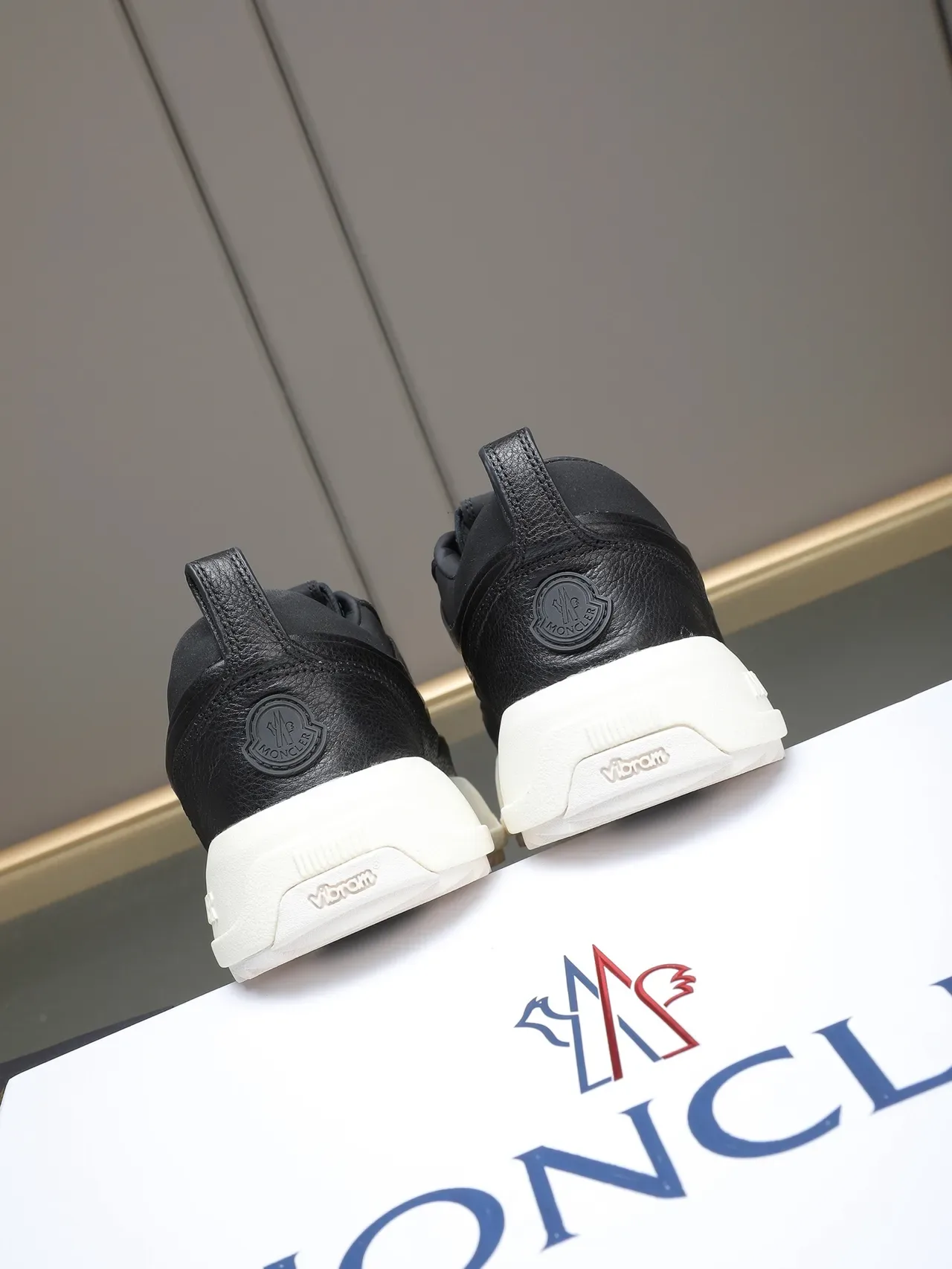 Moncler Black Leather Platform Sole Lifestyle Sneaker 3
