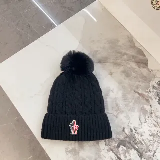 Moncler Black Multicolor Cable Knit Ribbed Cuff Beanie