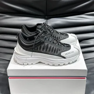 Moncler Black White Sole Mesh-and-Leather Upper Chunky Sneakers
