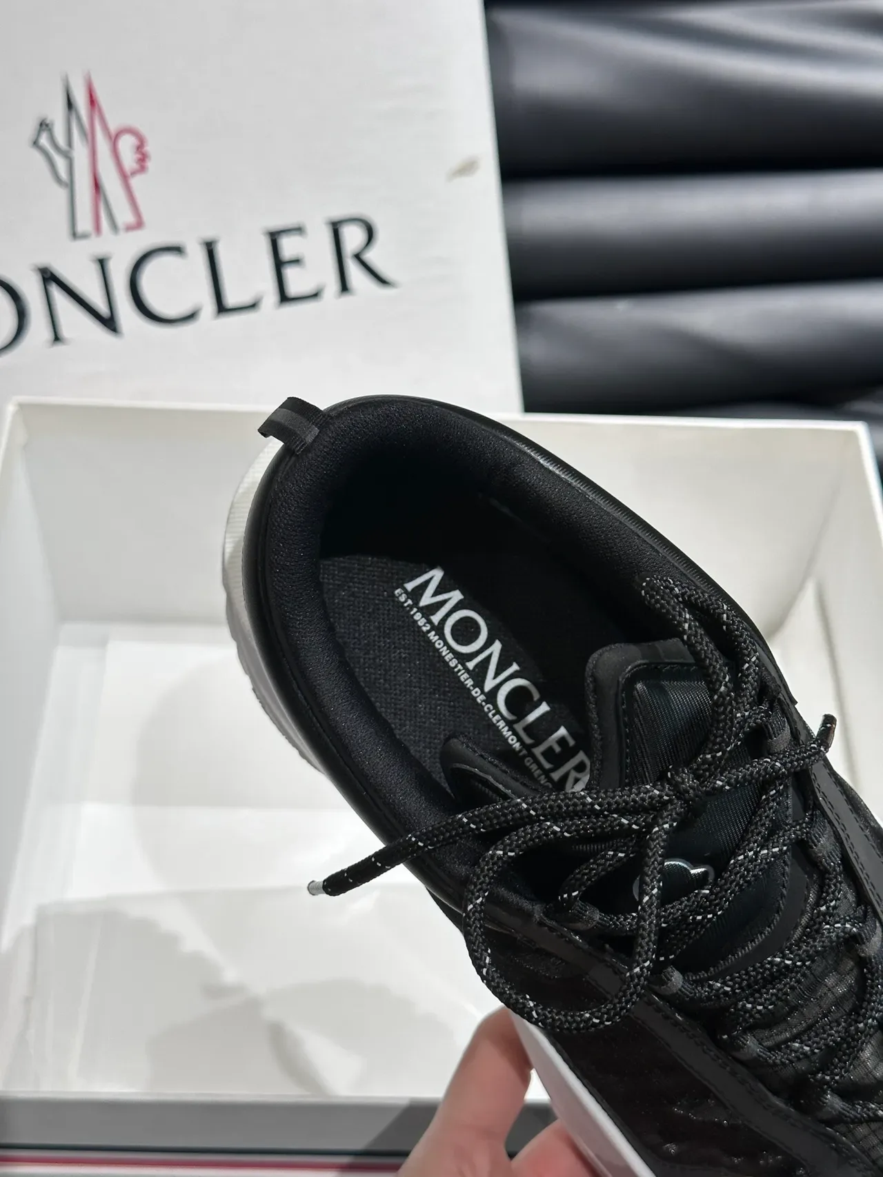 Moncler Black White Sole Mesh-and-Leather Upper Chunky Sneakers 3