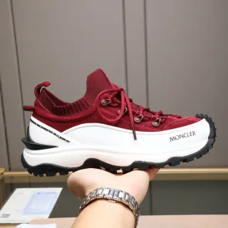 Moncler Grenoble Red Suede Knit-Collar Chunky Sneaker