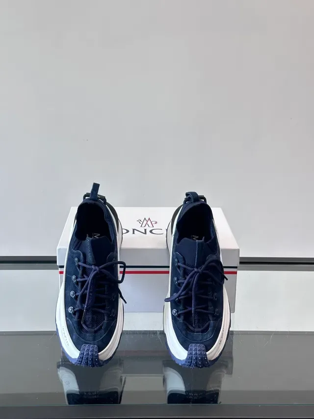 Moncler Navy Suede Knit Collar Chunky Sneakers 3