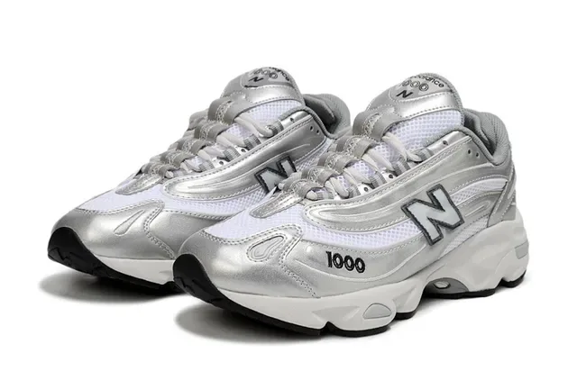 New Balance 1000 Argent métallisé et Blanc Chunky Sneakers 2