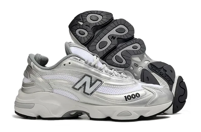 New Balance 1000 Argent métallisé et Blanc Chunky Sneakers 4