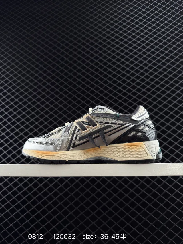 New Balance 1906A بيج أسود ريترو شبكة وطبقة صناعية حذاء رياضي سميك 5