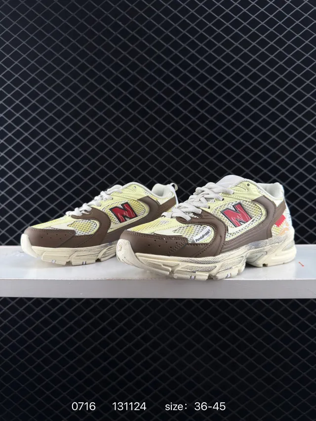 New Balance 530 Beige Marron Sneakers Chunky en Mesh Stratifié 2