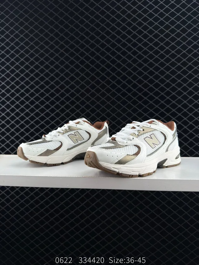 New Balance 530 Blanc Marron Maille En Couches Baskets Chunky 2