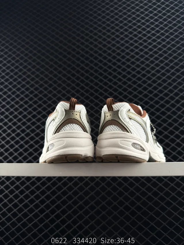 New Balance 530 Blanc Marron Maille En Couches Baskets Chunky 3