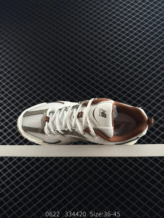 New Balance 530 Blanc Marron Maille En Couches Baskets Chunky 4