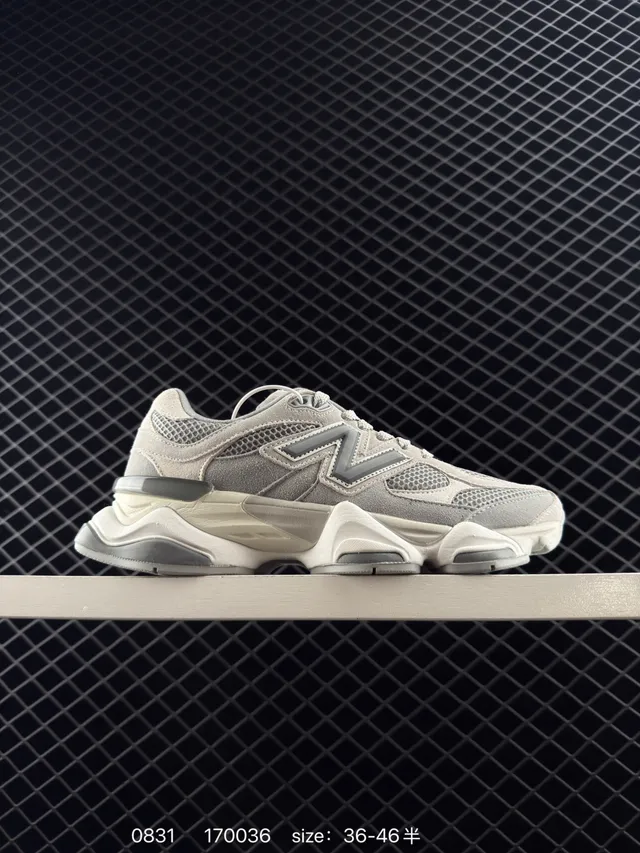 New Balance 9060 Gris Maille-Cuir Chaussures Chunky 6