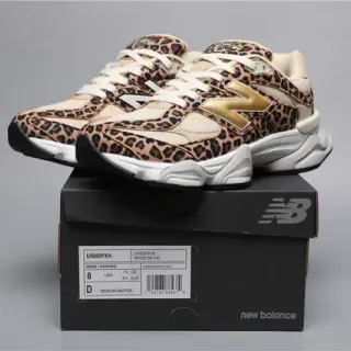 New Balance 9060 Leopard Print Gold Logo Lifestyle Sneakers