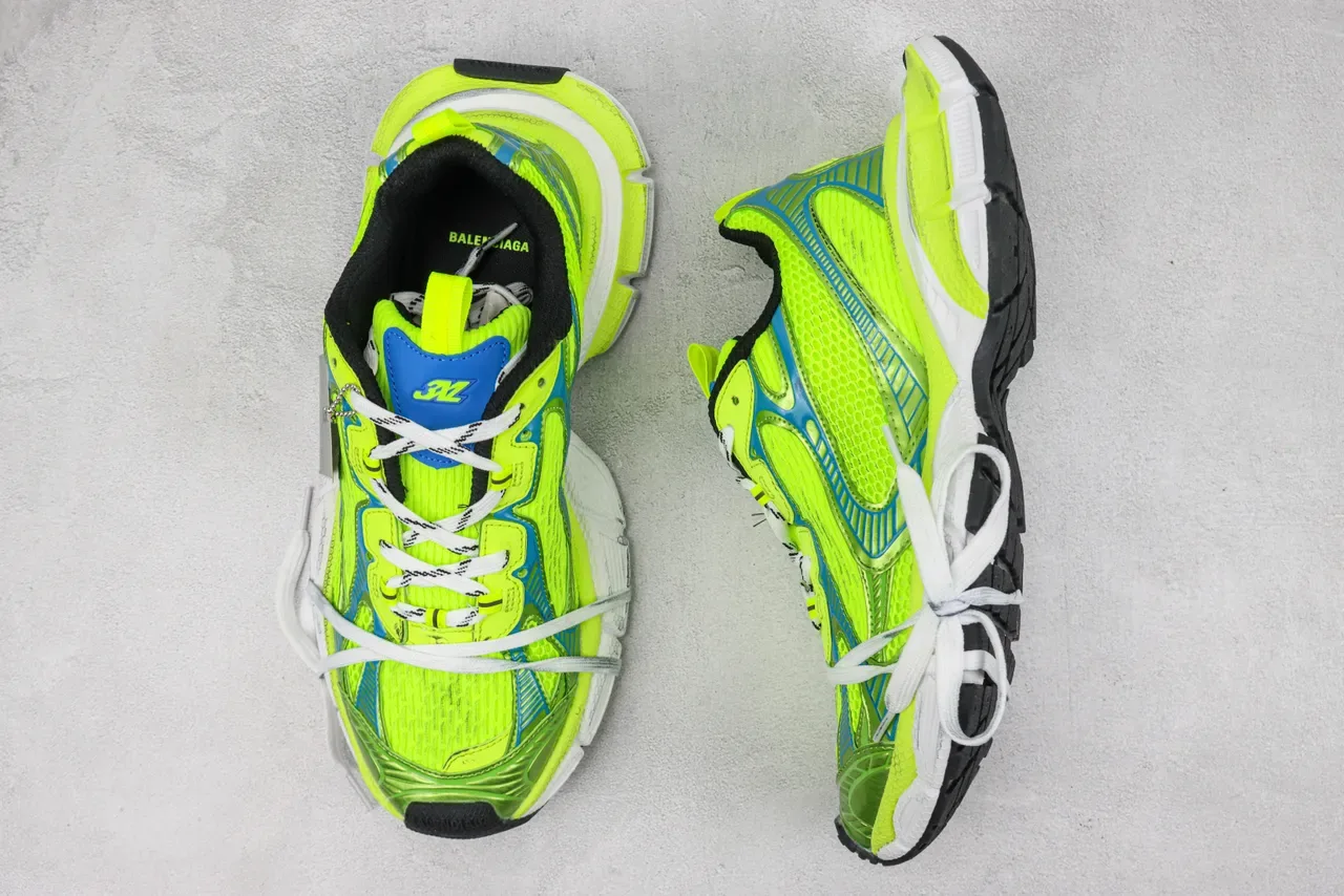 New Balance 9060 Neon Lime Green Blue Chunky Sneakers 3