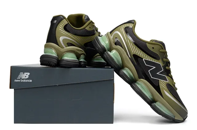 New Balance 9060 Verde Oliva e Preto Tênis Lifestyle 6
