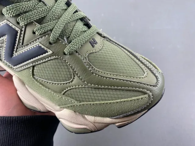 New Balance 9060 Olive Green Cordura Chunky Sneakers 2