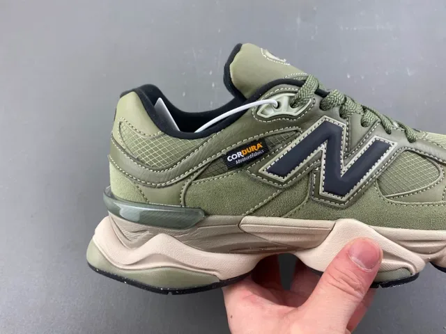 New Balance 9060 Olive Green Cordura Chunky Sneakers 3