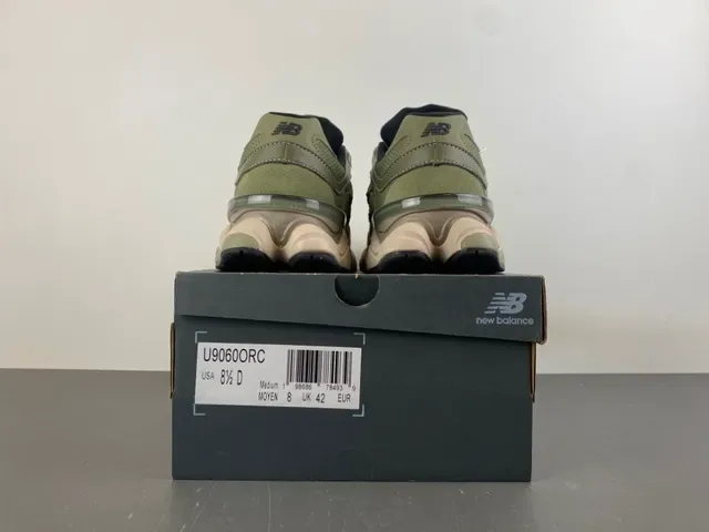New Balance 9060 Olive Green Cordura Chunky Sneakers 17