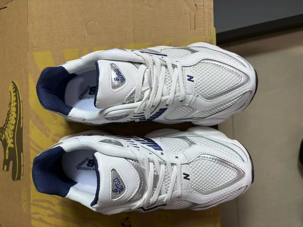 New Balance 9060 White Navy Chunky Sneakers 4