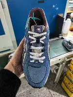 New Balance Chaussures Lifestyle Bleu Beige Upper Mesh Et Suède Layered Overlays Synthétiques Courbés 5
